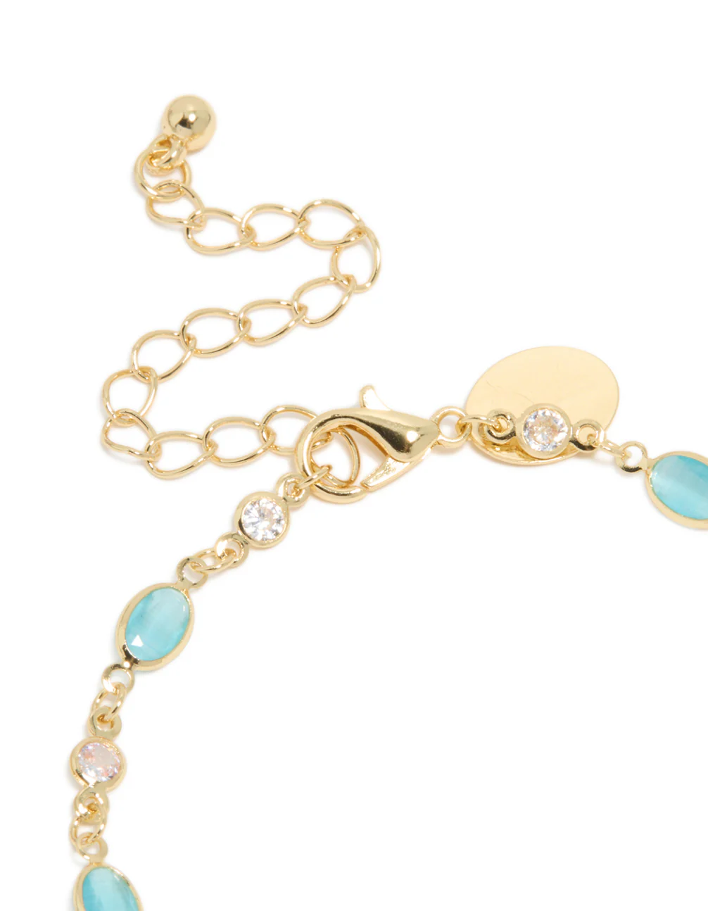Gold Plated Blue & Clear Cubic Zirconia Oval Bracelet - Image 5
