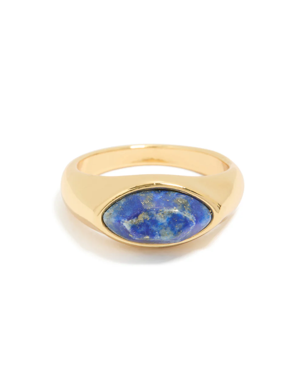 Gold Plated Blue & White Moody Stone Ring - Image 5