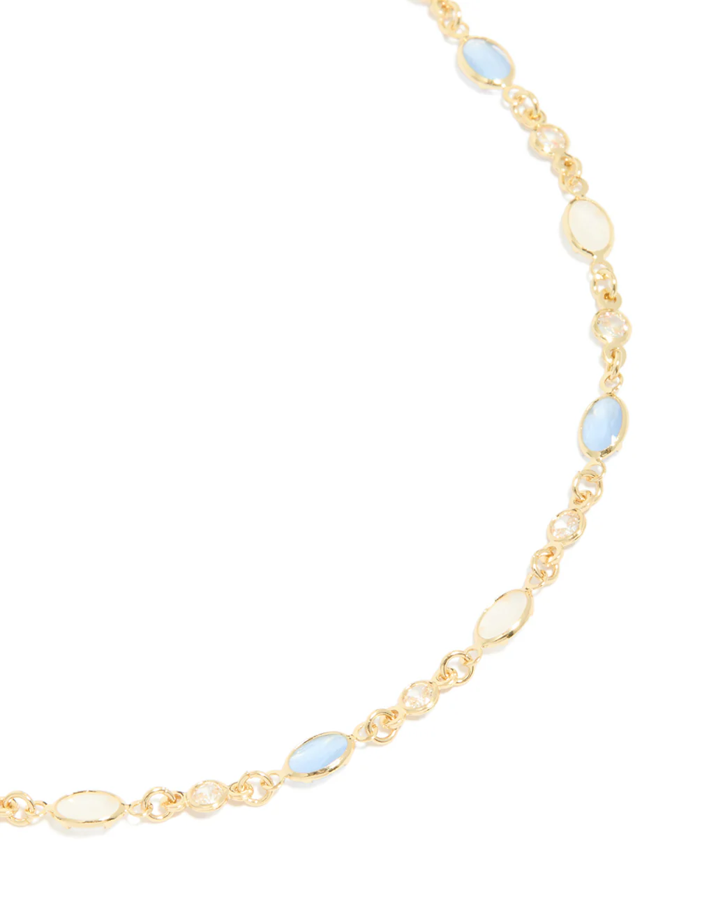 Gold Plated Blue & White Oval Cubic Zirconia Necklace - Image 2