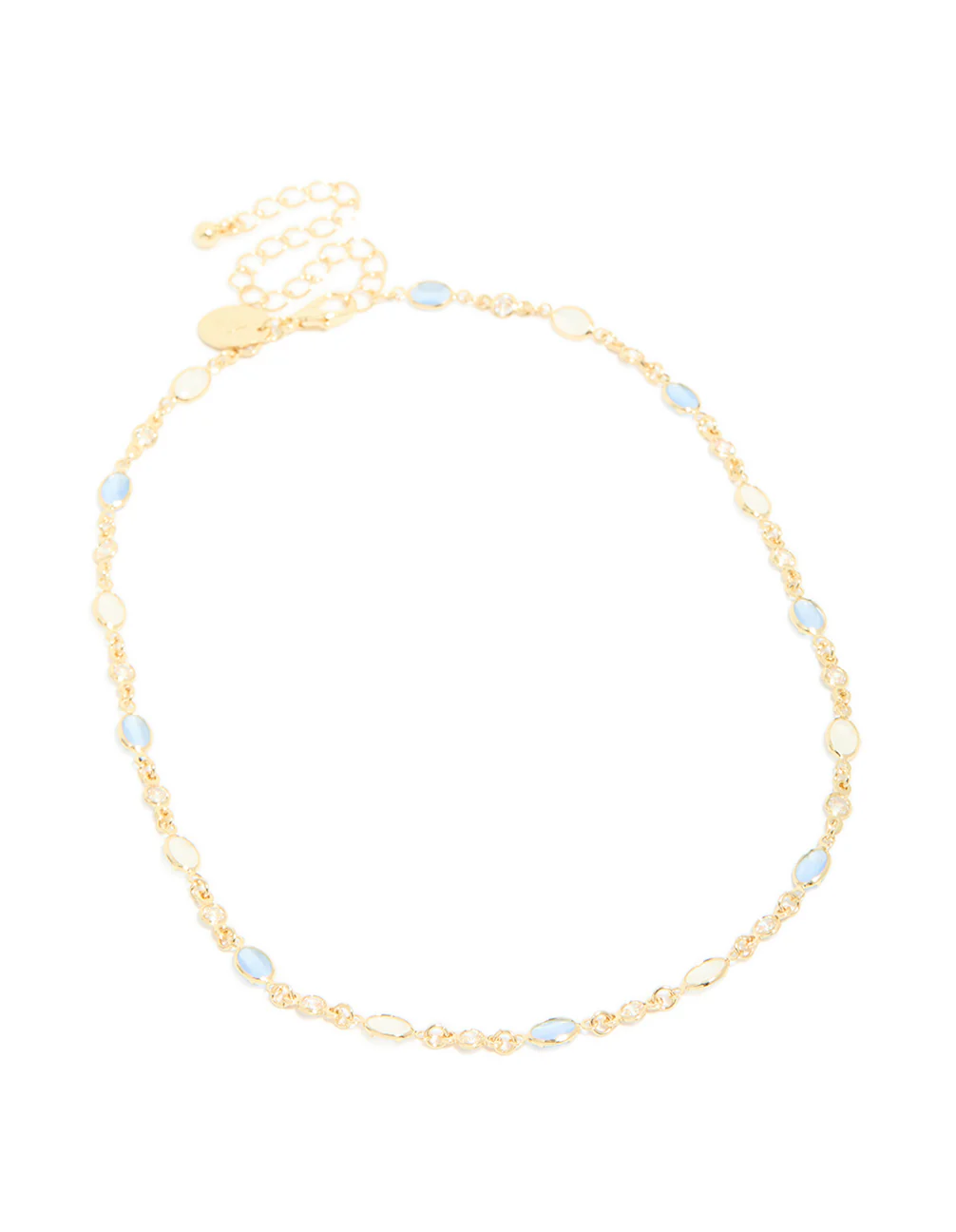 Gold Plated Blue & White Oval Cubic Zirconia Necklace - Image 4