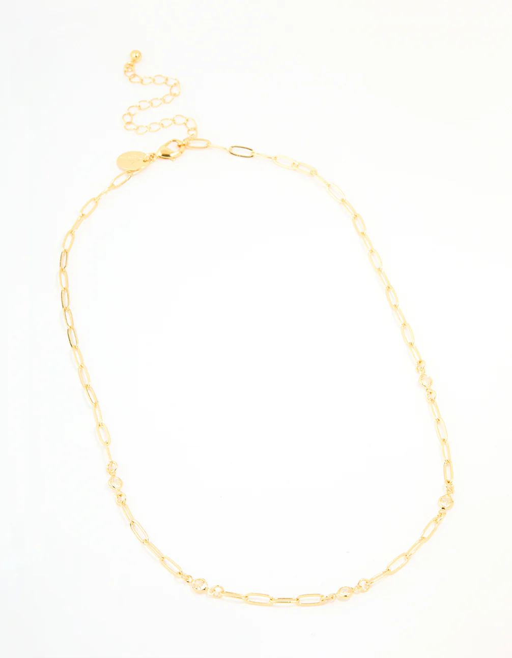 Gold Plated Brass Cubic Zirconia Open Link Chain Necklace - Image 4