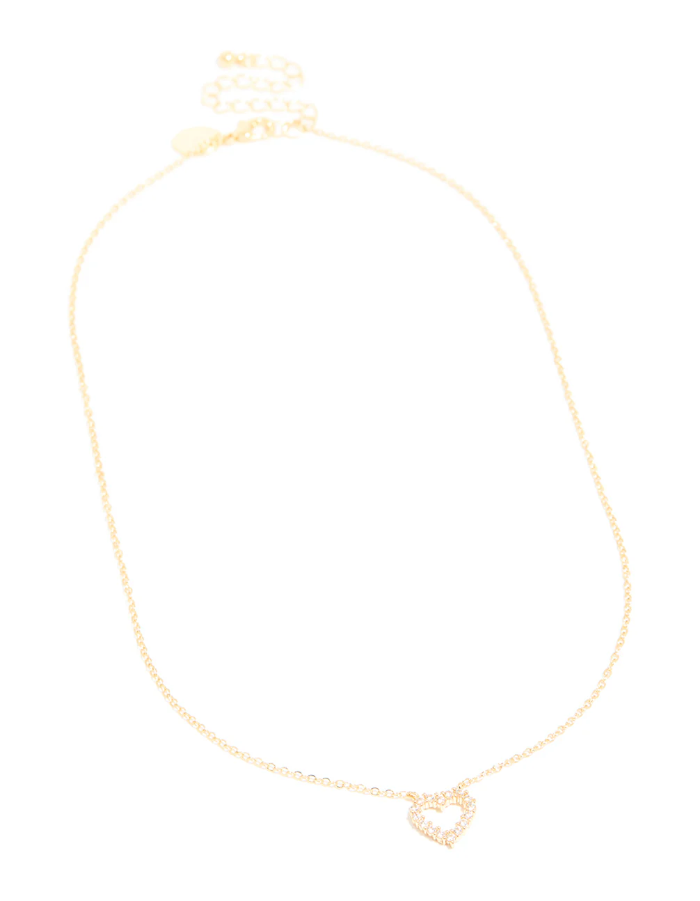 Gold Plated Brass Cubic Zirconia Pavé Heart Necklace - Image 4