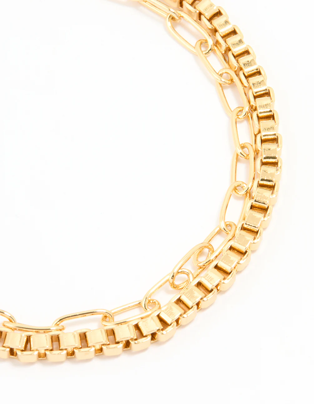 Gold Plated Brass Layered Chain Toggle Bracelet - Image 2