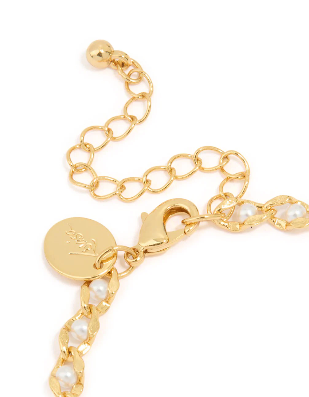 Gold Plated Brass Pearl Chain Bracelet - Image 3