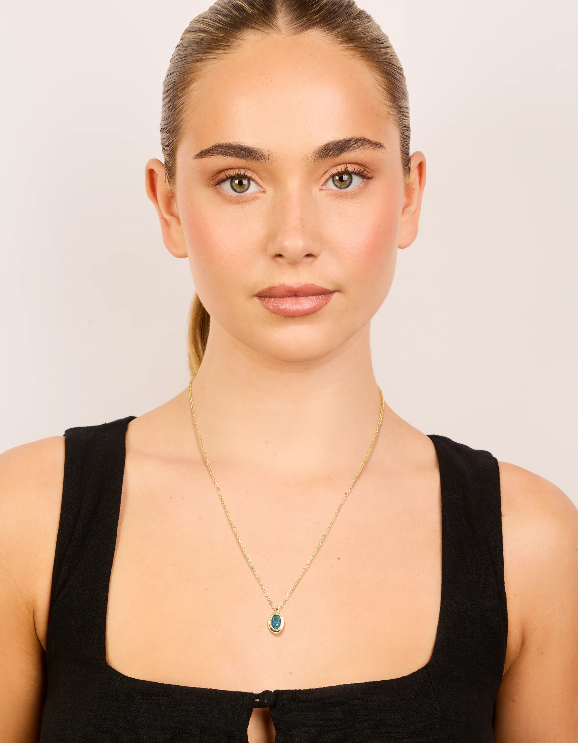Gold Plated Brass Tanzanite Cubic Zirconia December Birthstone Necklace - Image 3