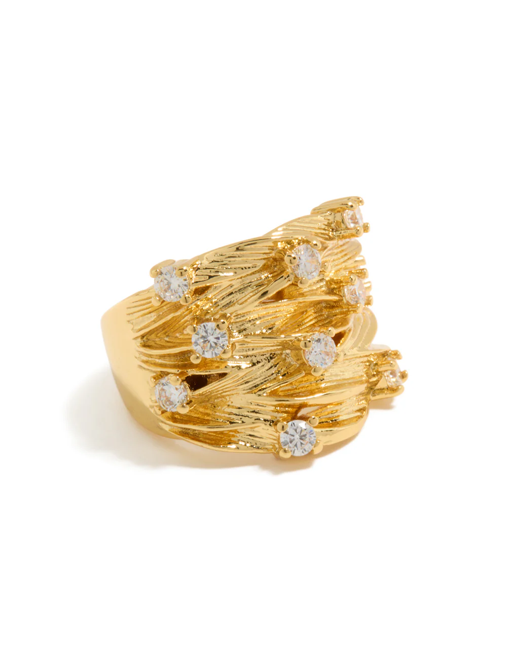 Gold Plated Chunky Lined Ring - Image 2