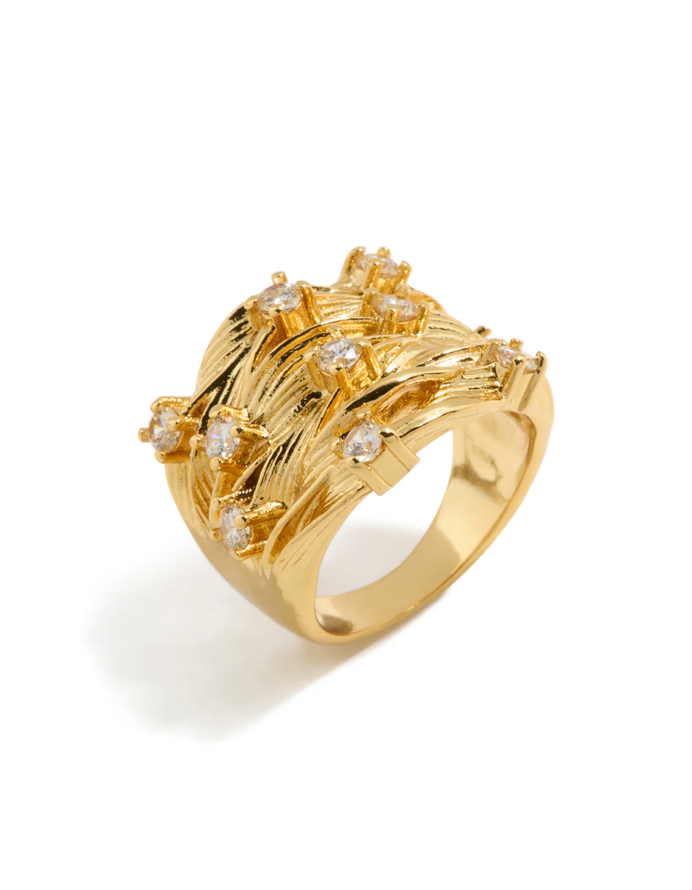 Gold Plated Chunky Lined Ring - Image 4