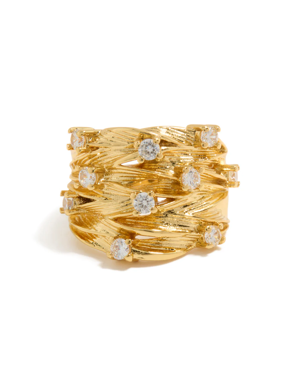 Gold Plated Chunky Lined Ring - Image 5