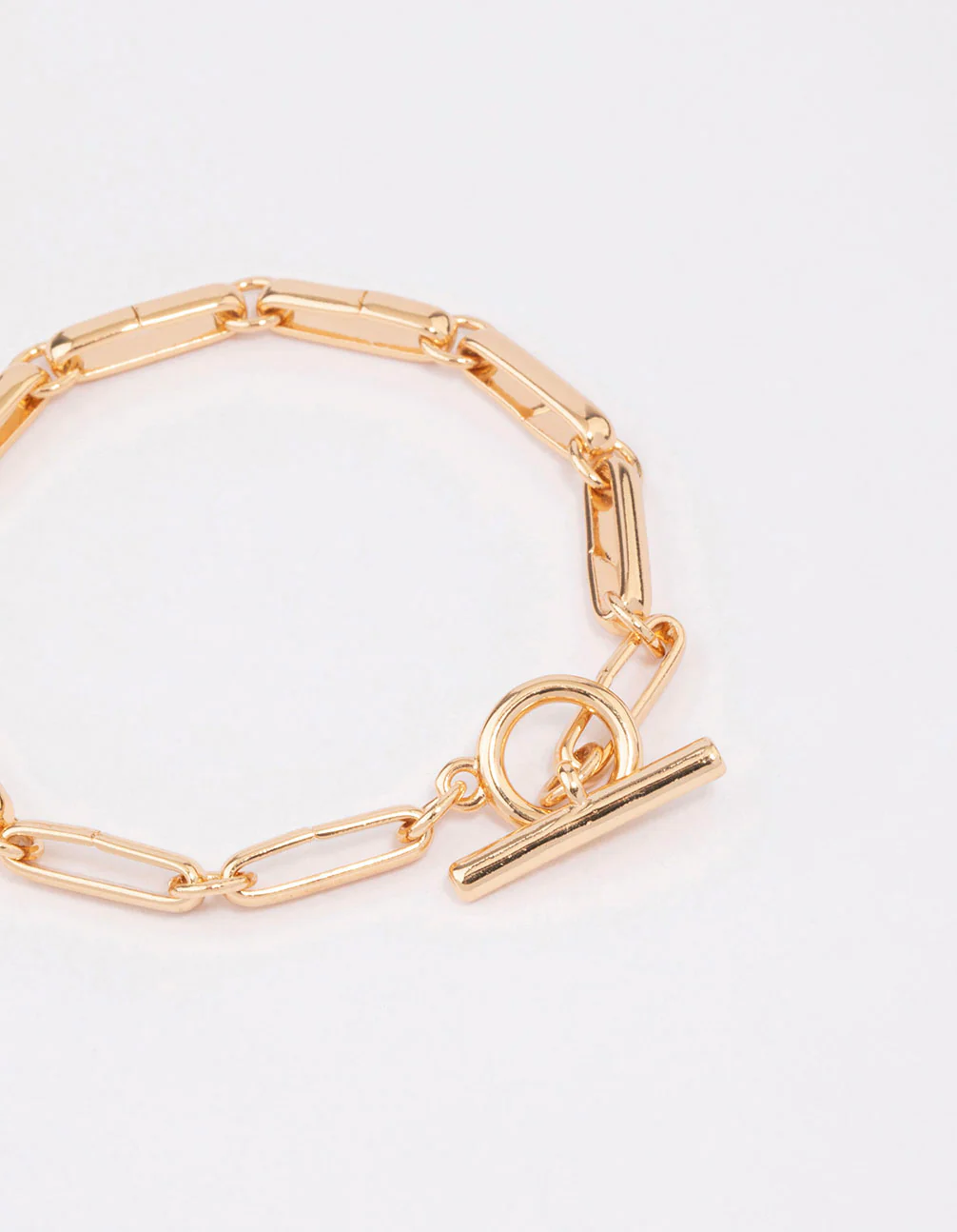 Gold Plated Brass Chunky Rectangular Link FOB Bracelet - Image 2