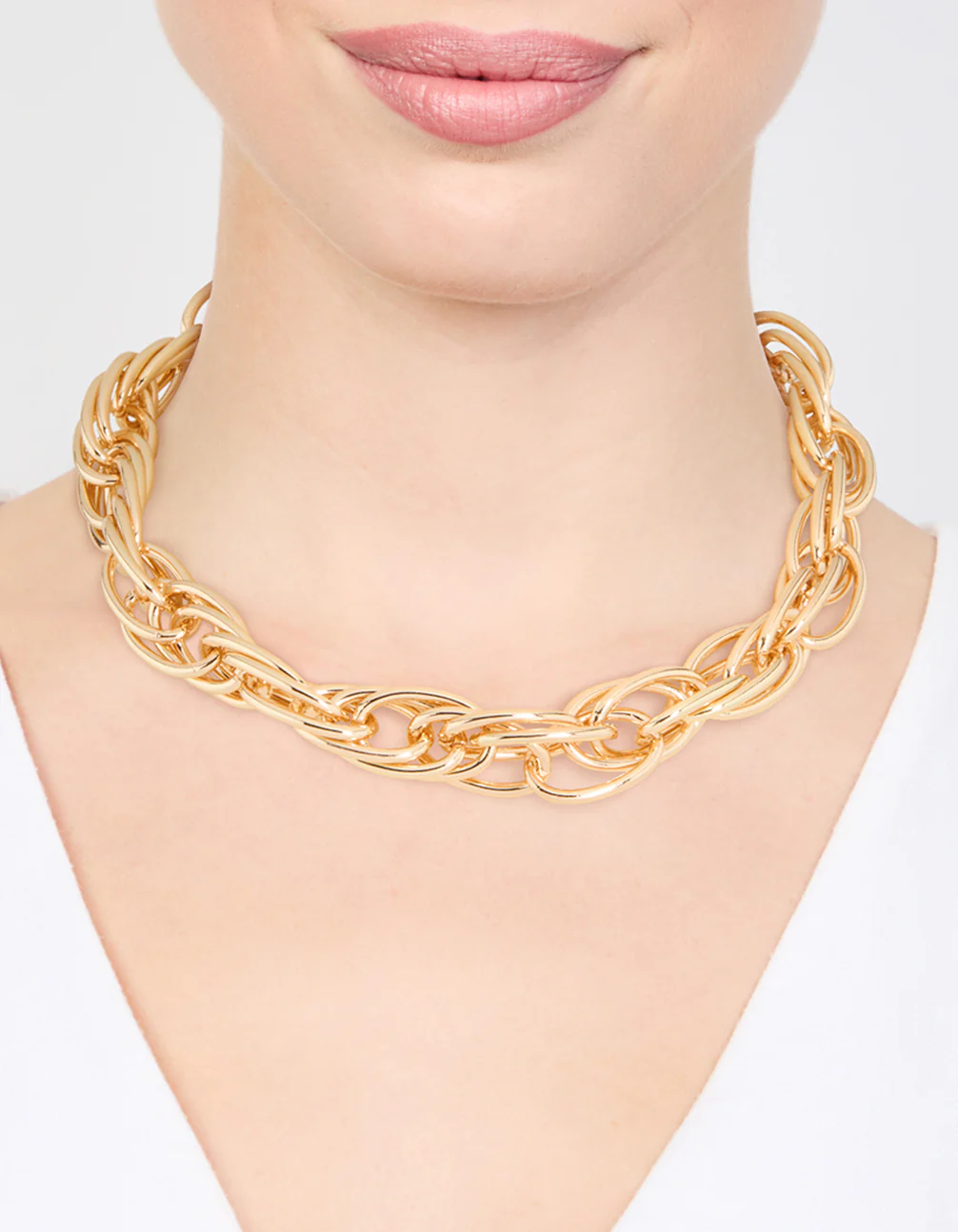 Gold Plated Chunky Wide Chain Necklace - Image 2