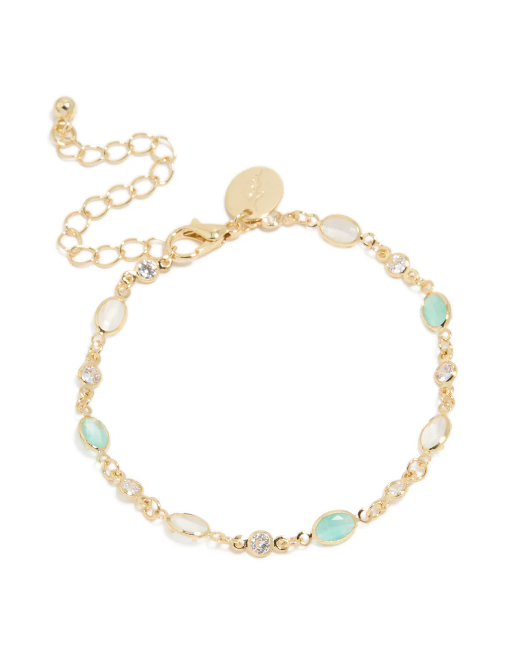 Gold Plated Clear & Blue Cubic Zirconia Oval Bracelet - Image 2