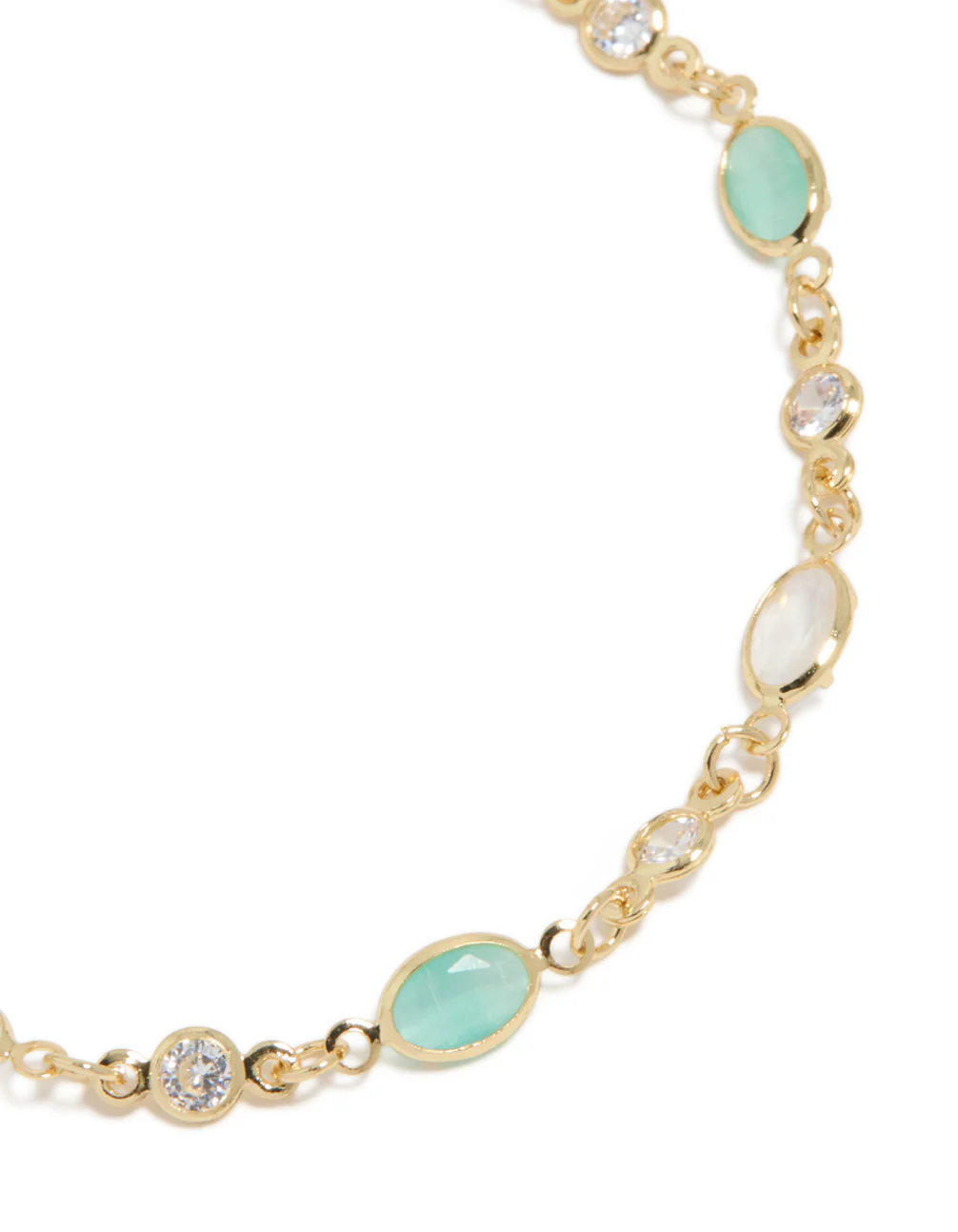 Gold Plated Clear & Blue Cubic Zirconia Oval Bracelet - Image 4