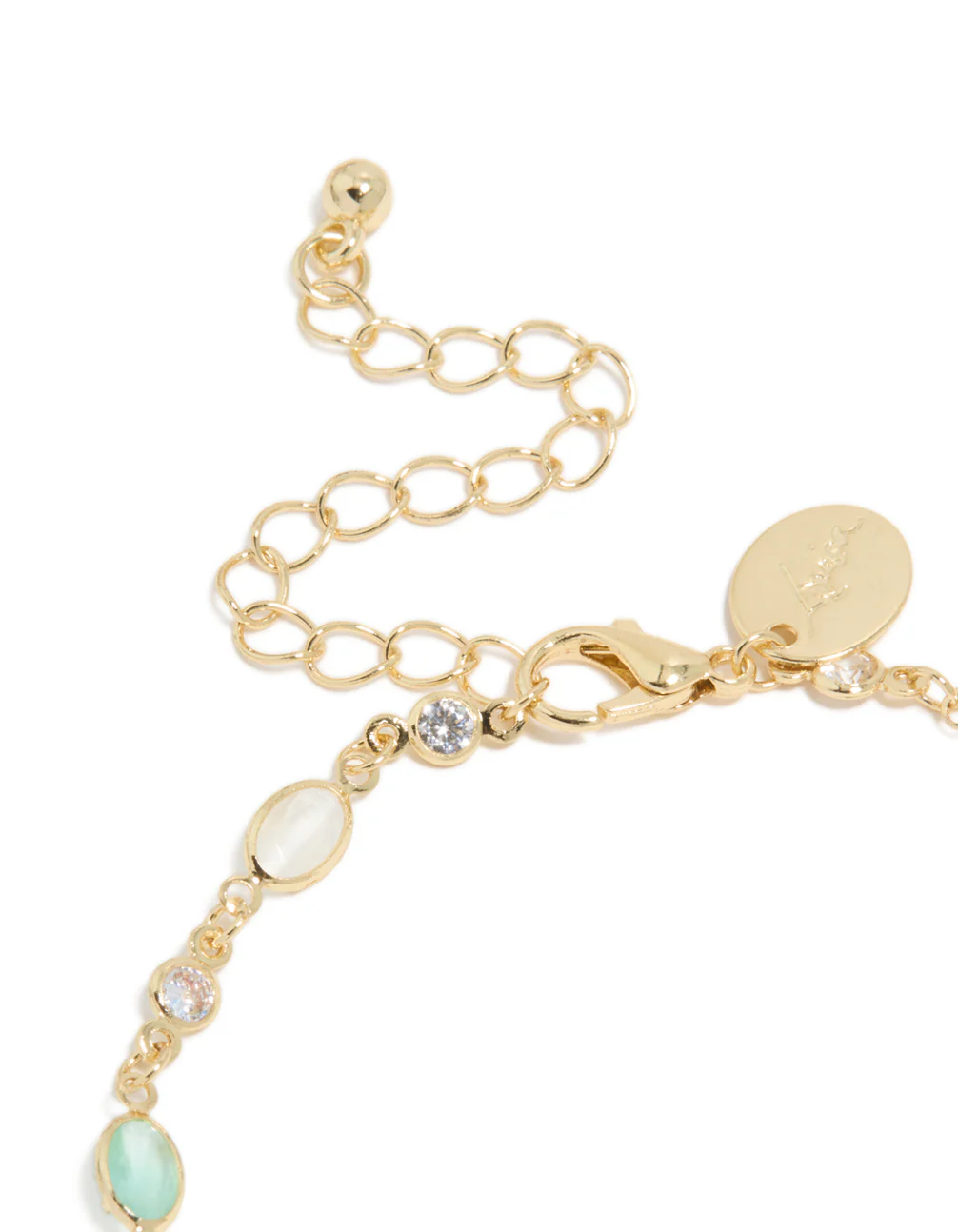 Gold Plated Clear & Blue Cubic Zirconia Oval Bracelet - Image 5