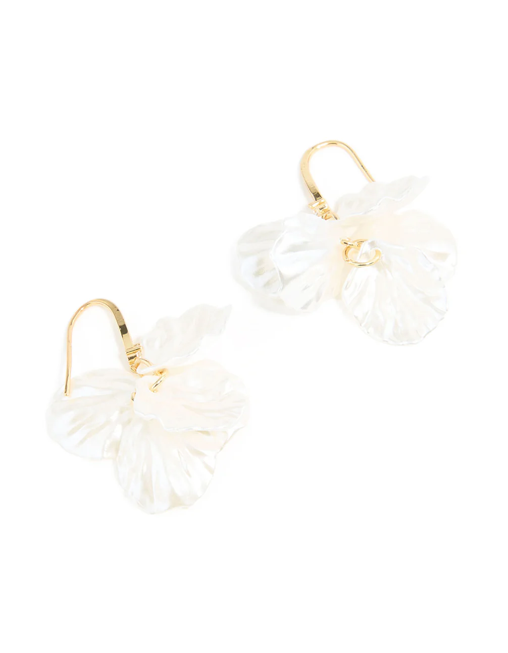 Gold Plated Cubic Zirconia Acrylic Leaf Drop Hook Earrings