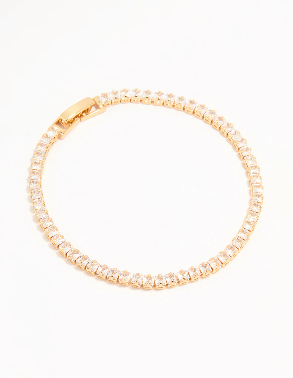 Gold Plated Cubic Zirconia Baguette Tennis Bracelet