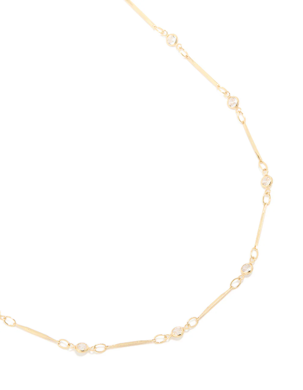 Gold Plated Cubic Zirconia Bar Necklace