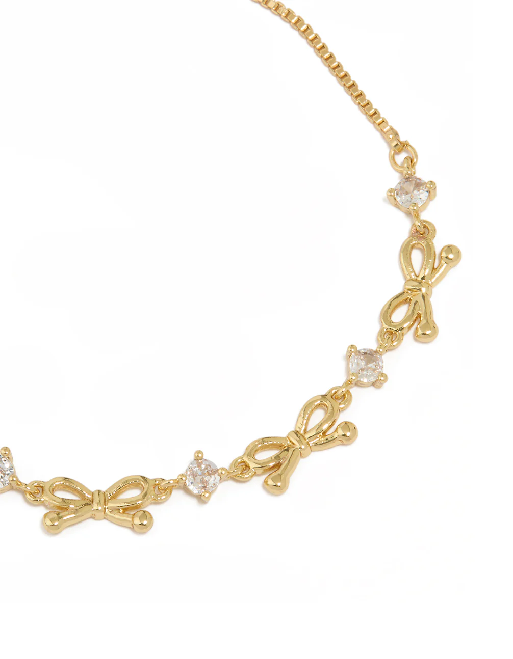 Gold Plated Cubic Zirconia Bow Toggle Bracelet - Image 2