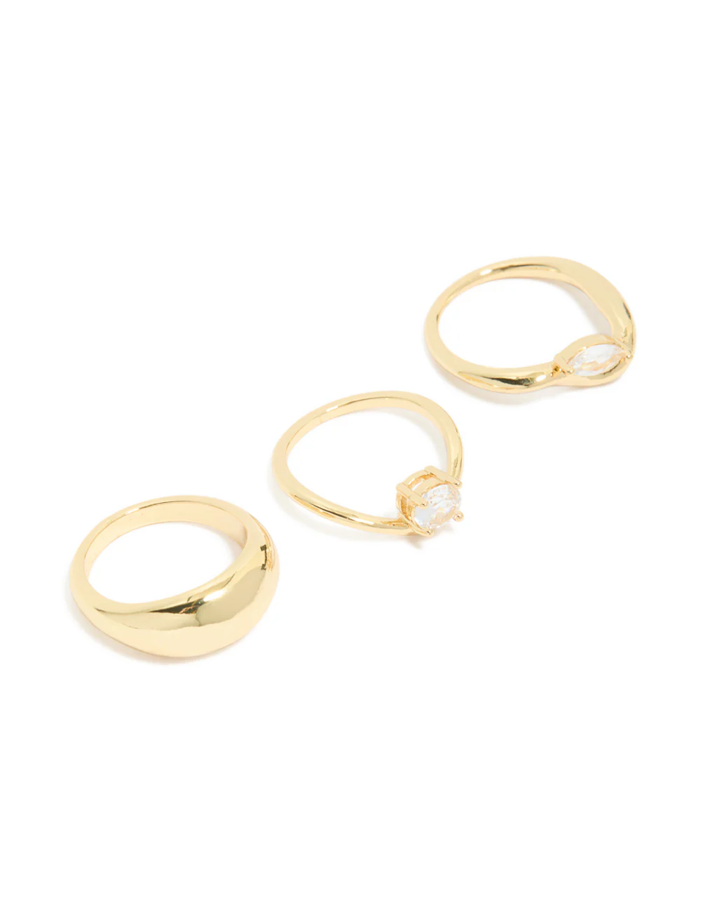 Gold Plated Cubic Zirconia & Chunky Rings 3-Pack - Image 2