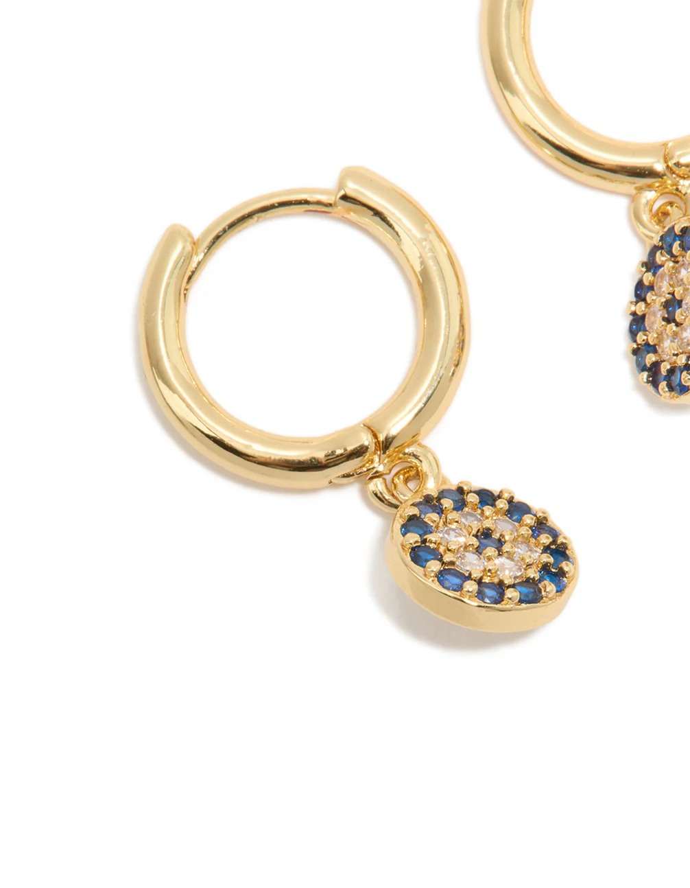 Gold Plated Cubic Zirconia Evil Eye Circle Huggie Earrings - Image 4