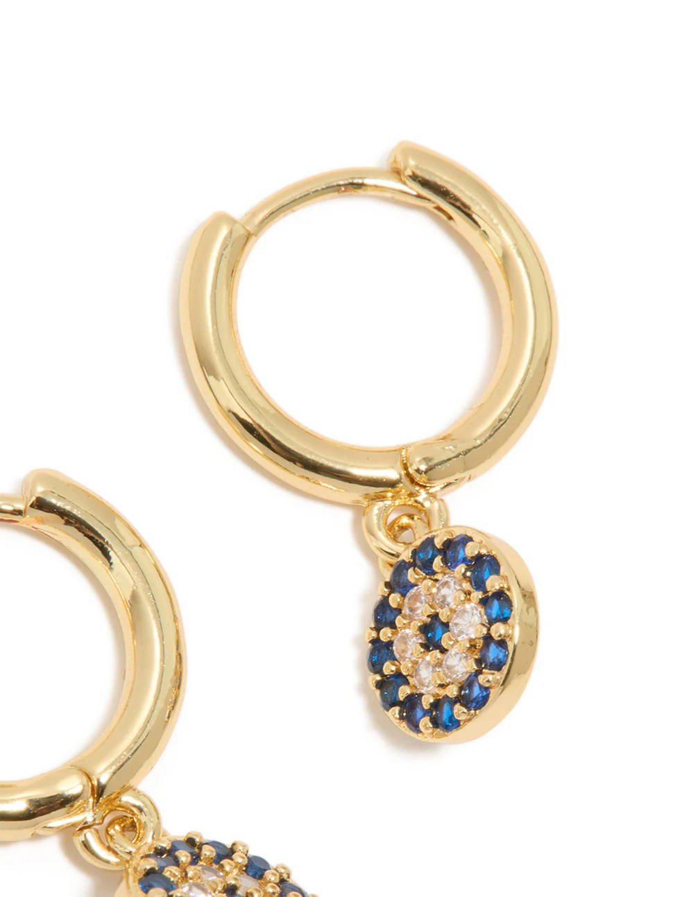 Gold Plated Cubic Zirconia Evil Eye Circle Huggie Earrings - Image 5