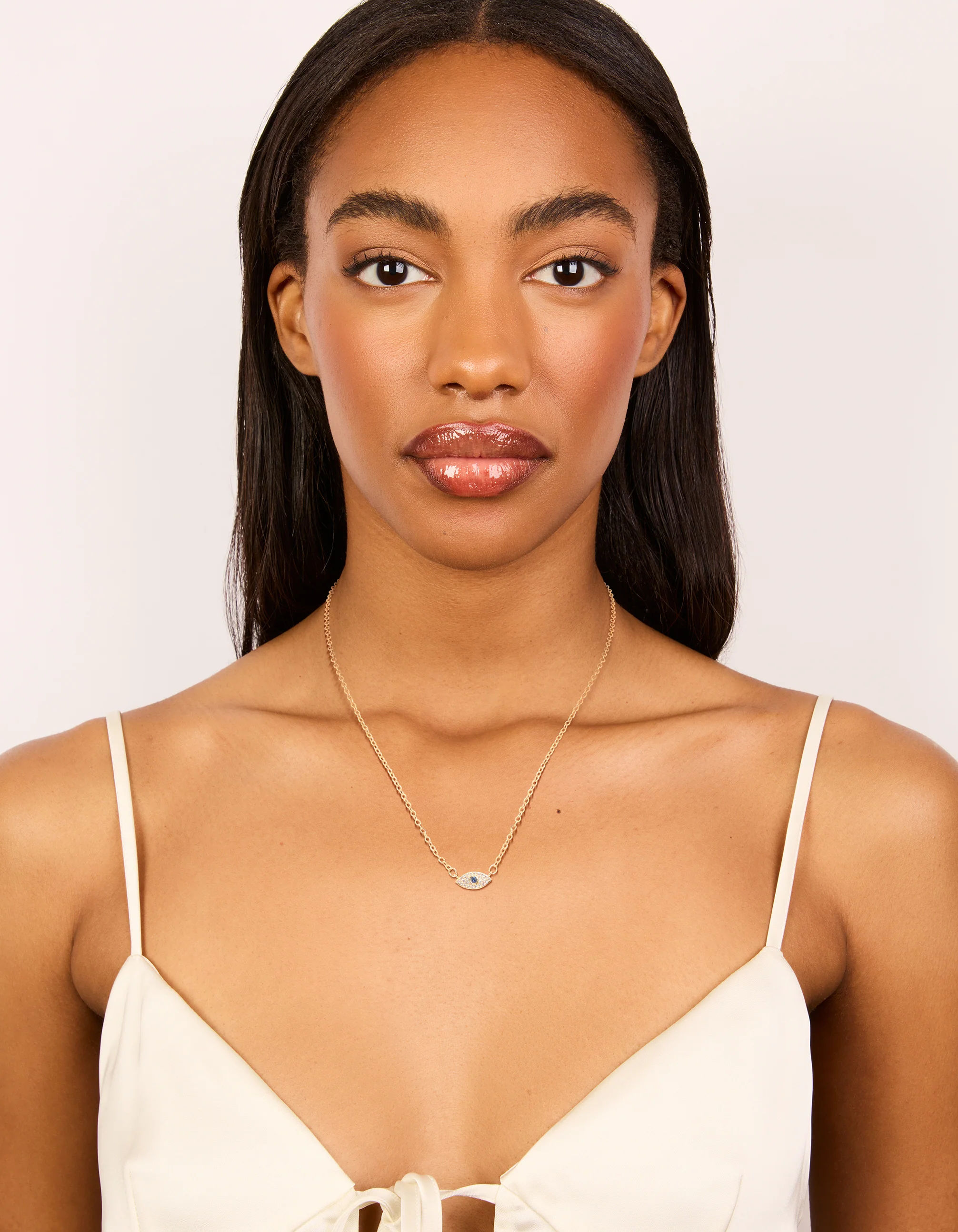 Gold Plated Cubic Zirconia Evil Eye Necklace - Image 3