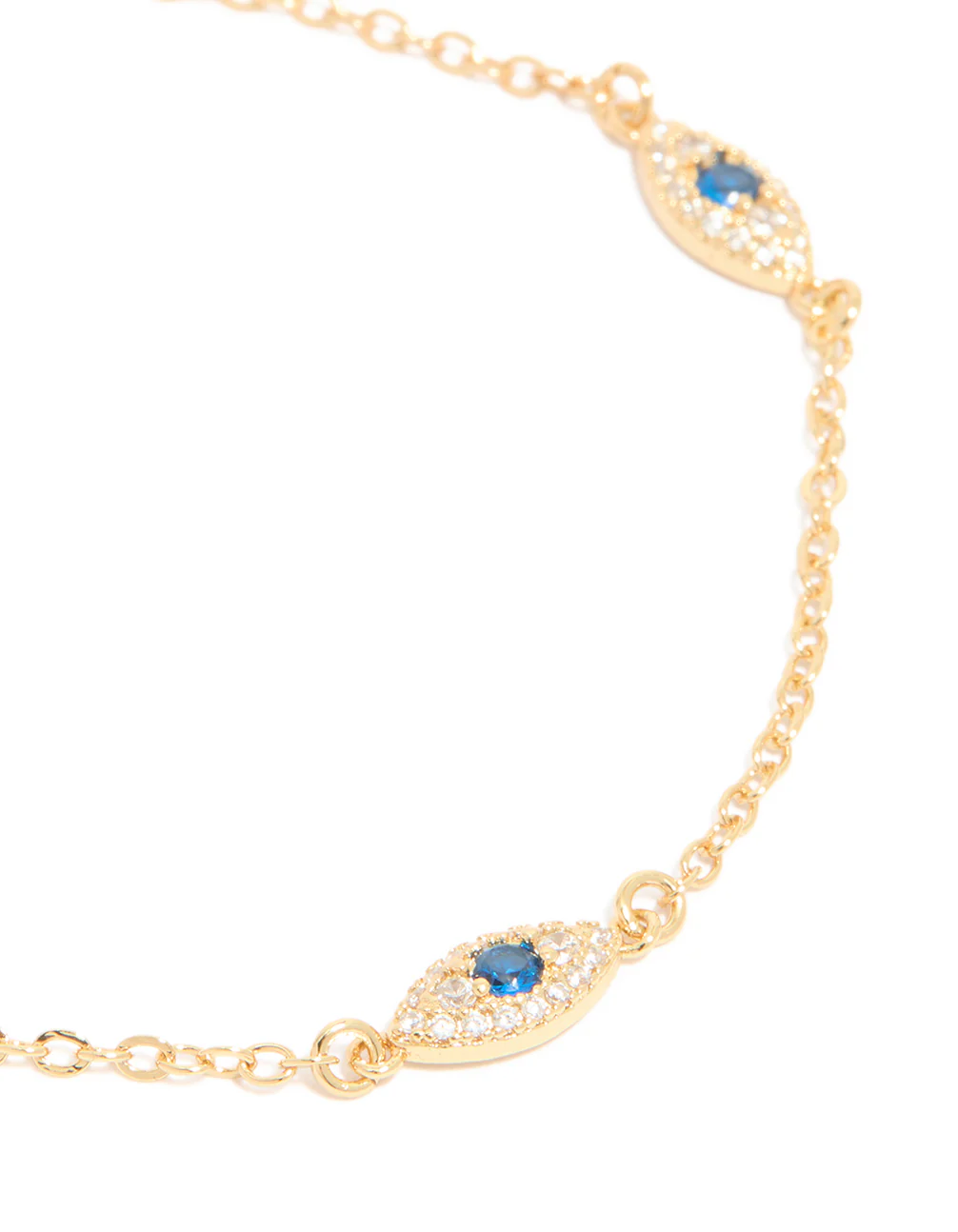 Gold Plated Cubic Zirconia Evil Eye Trio Bracelet - Image 4