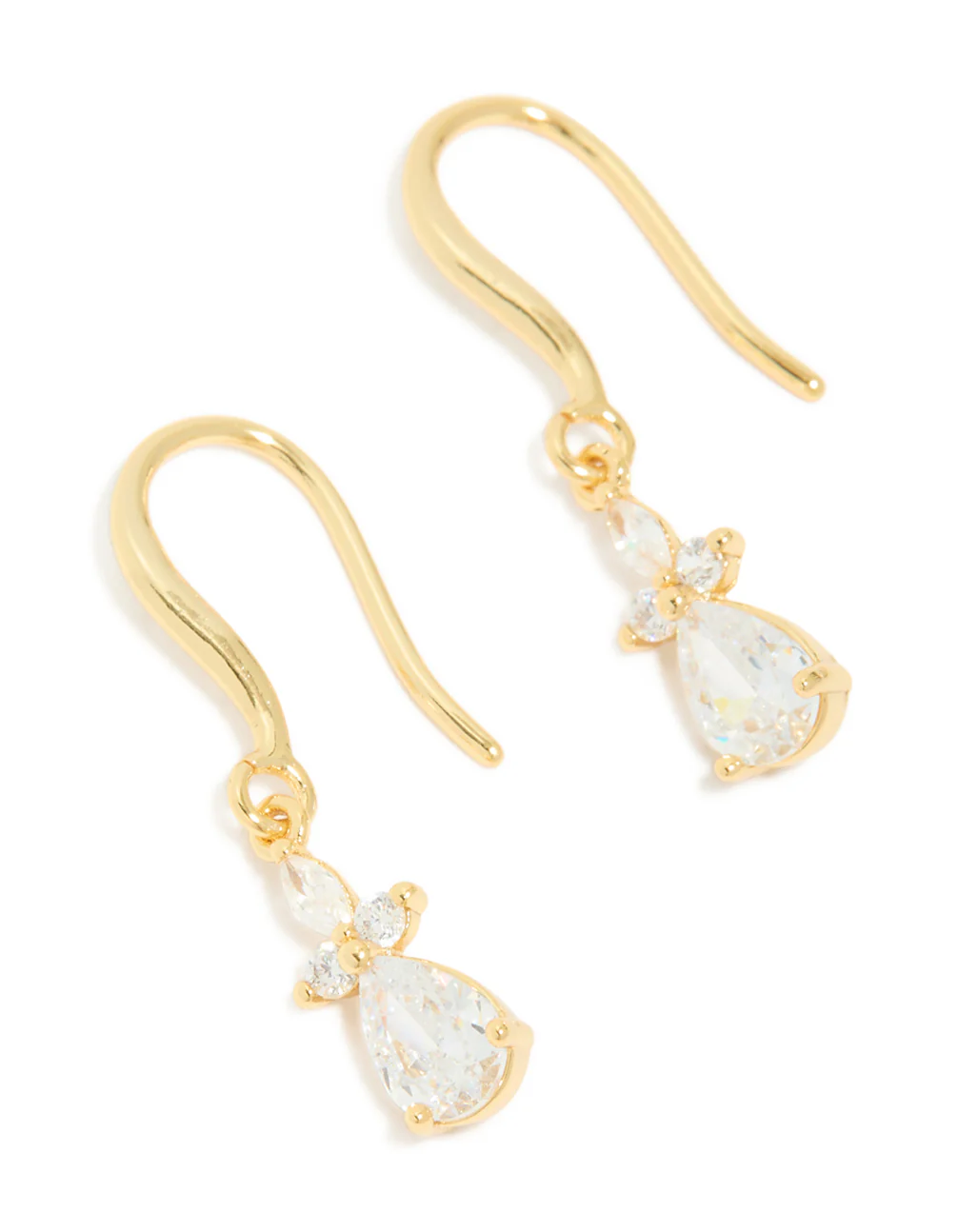 Gold Plated Cubic Zirconia Flower Hook Earrings - Image 2