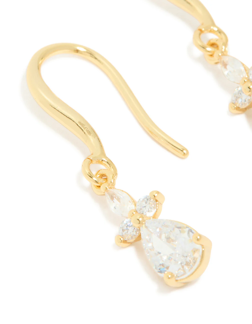 Gold Plated Cubic Zirconia Flower Hook Earrings - Image 4