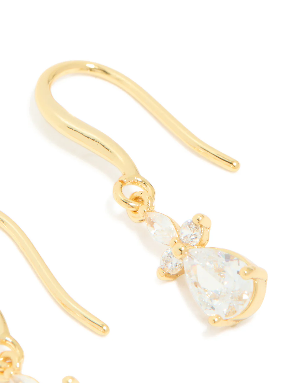 Gold Plated Cubic Zirconia Flower Hook Earrings - Image 5