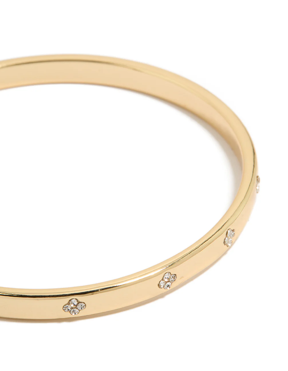 Gold Plated Cubic Zirconia Flowers Bezel Set Bangle - Image 2