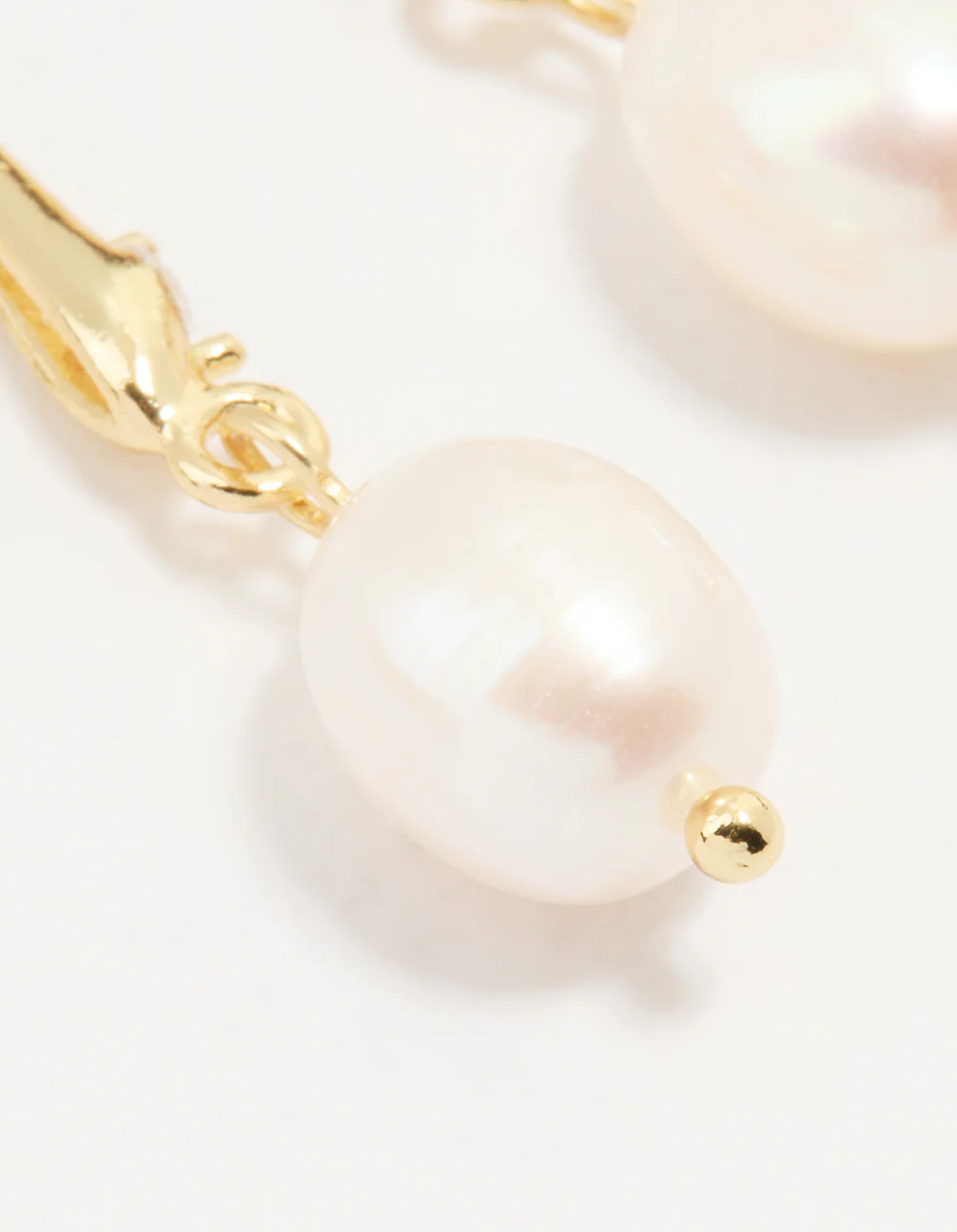 Gold Plated Cubic Zirconia Freshwater Pearl Drop Hook Earrings - Image 5