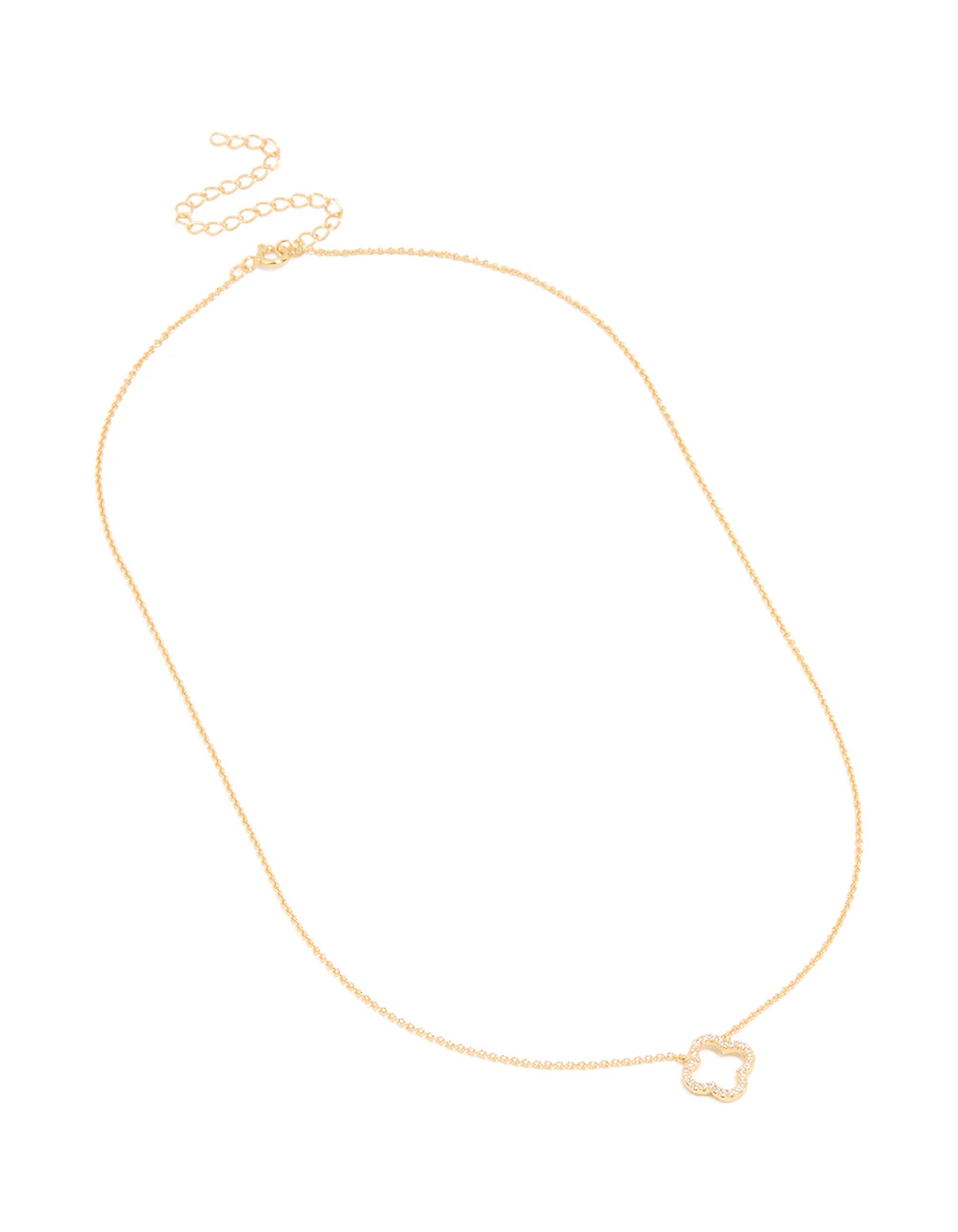 Gold Plated Cubic Zirconia Hollow Flower Necklace - Image 2