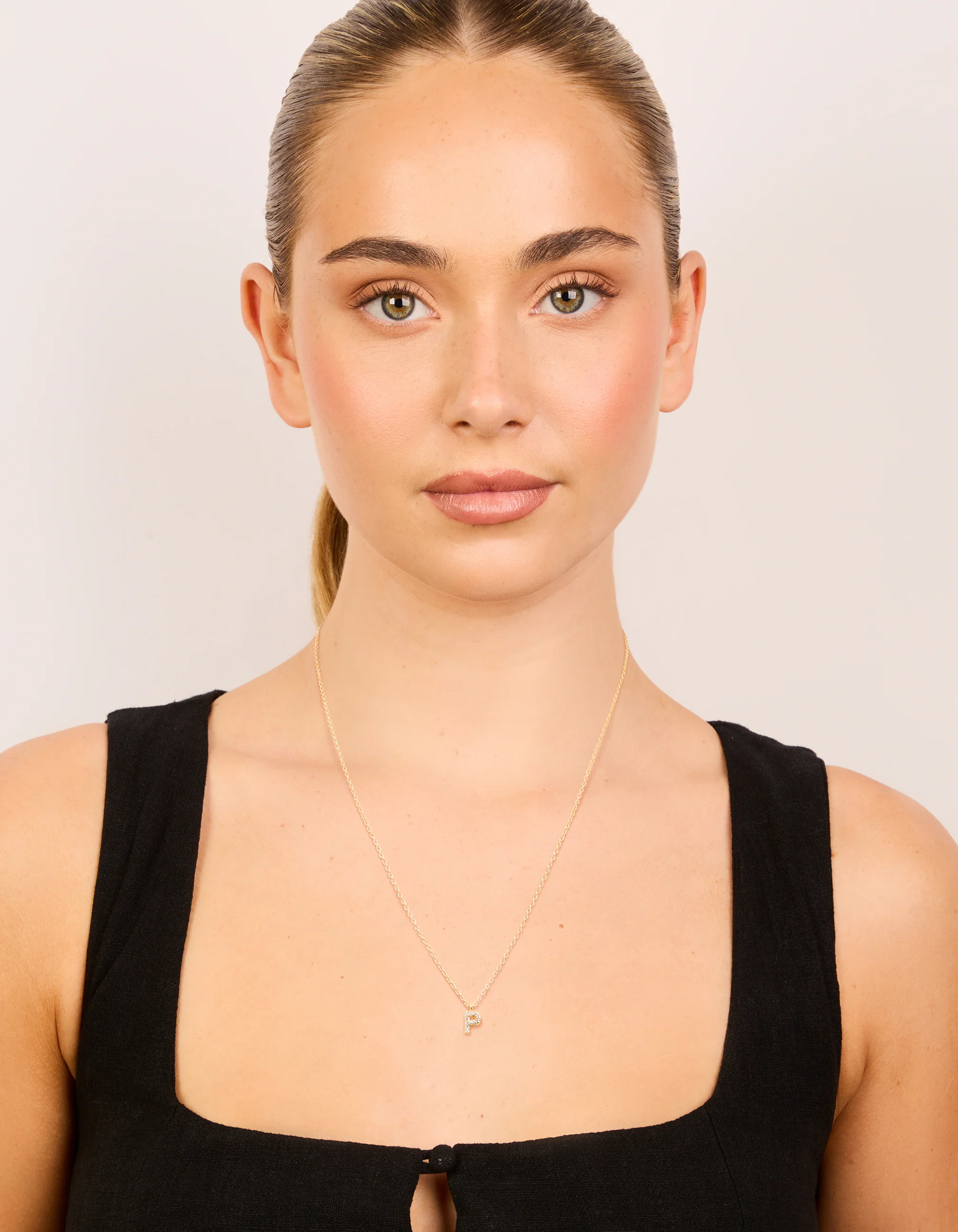 Gold Plated Cubic Zirconia Letter P Necklace - Image 4