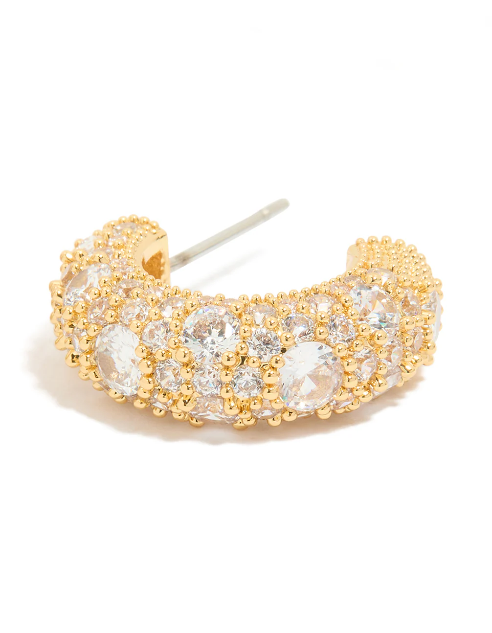 Gold Plated Cubic Zirconia Medium Hoop Earrings - Image 5