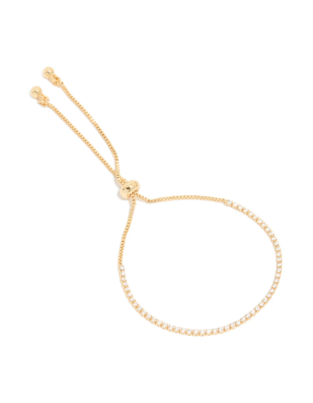 Gold Plated Cubic Zirconia Mini Tennis Toggle Bracelet - Image 2