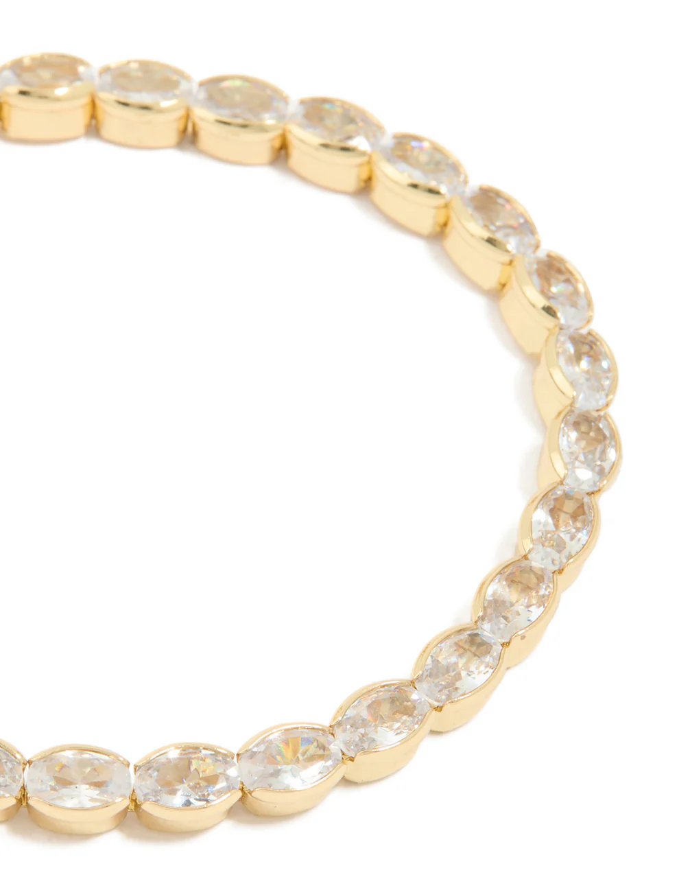 Gold Plated Cubic Zirconia Oval Chunky Tennis Bracelet - Image 2