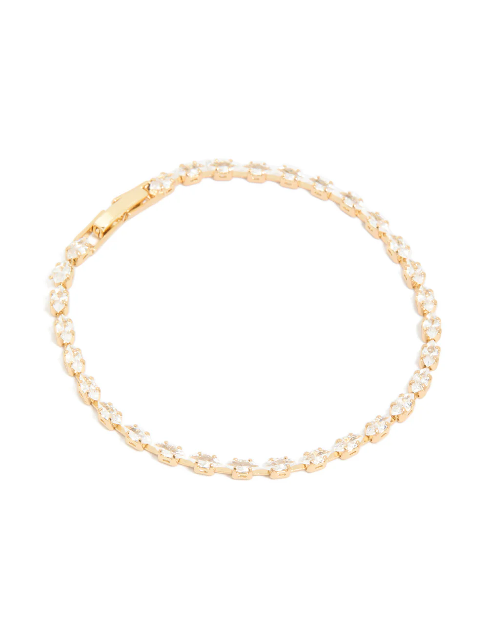 Gold Plated Cubic Zirconia Oval Tennis Bracelet