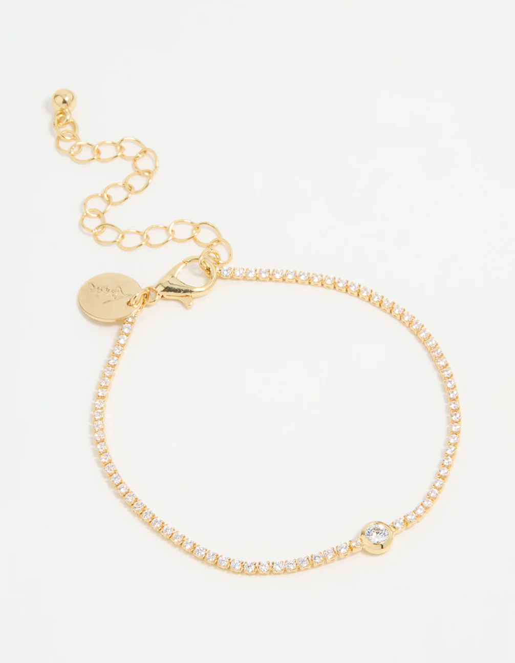 Gold Plated Cubic Zirconia Pave & Round Stone Bracelet