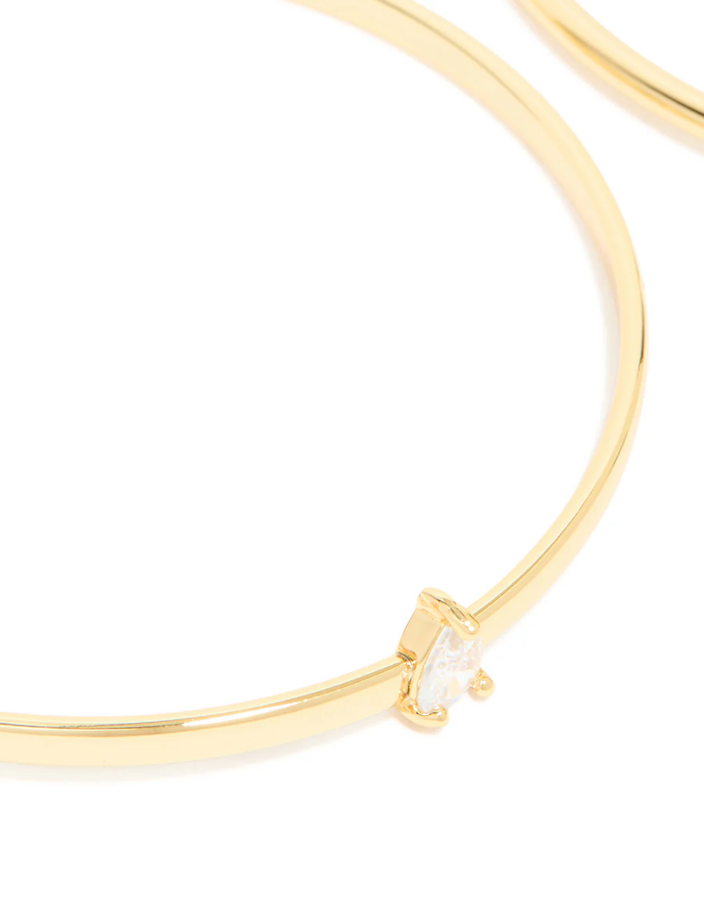Gold Plated Cubic Zirconia Rectangle & Teardrop Bangles 2-Pack - Image 2