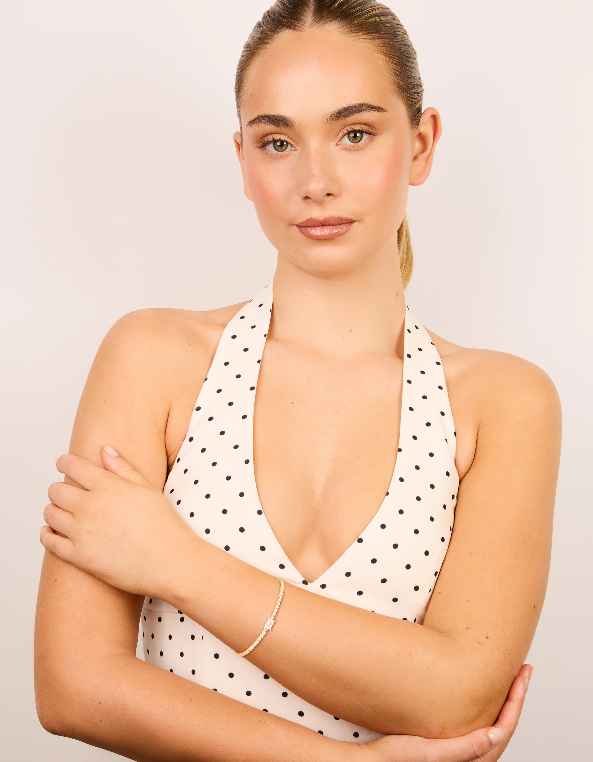 Gold Plated Cubic Zirconia Rectangular Centre & Tennis Bracelet - Image 3