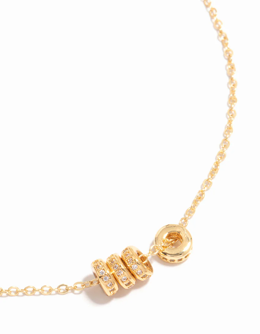 Gold Plated Cubic Zirconia Rondell Pendant Necklace