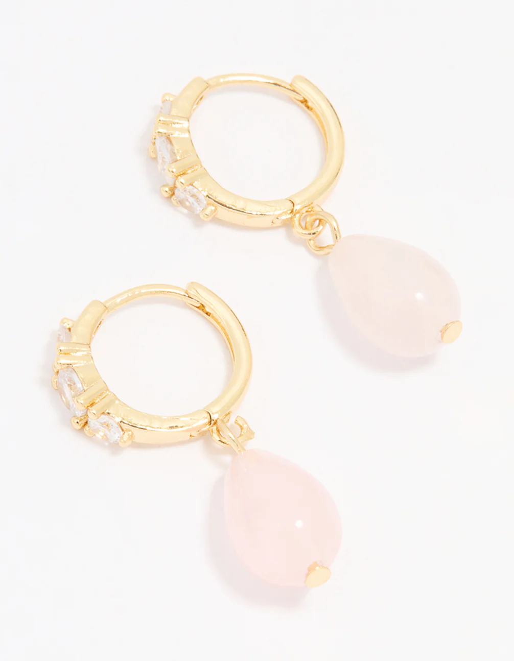 Gold Plated Cubic Zirconia Semi Precious Drop Earrings