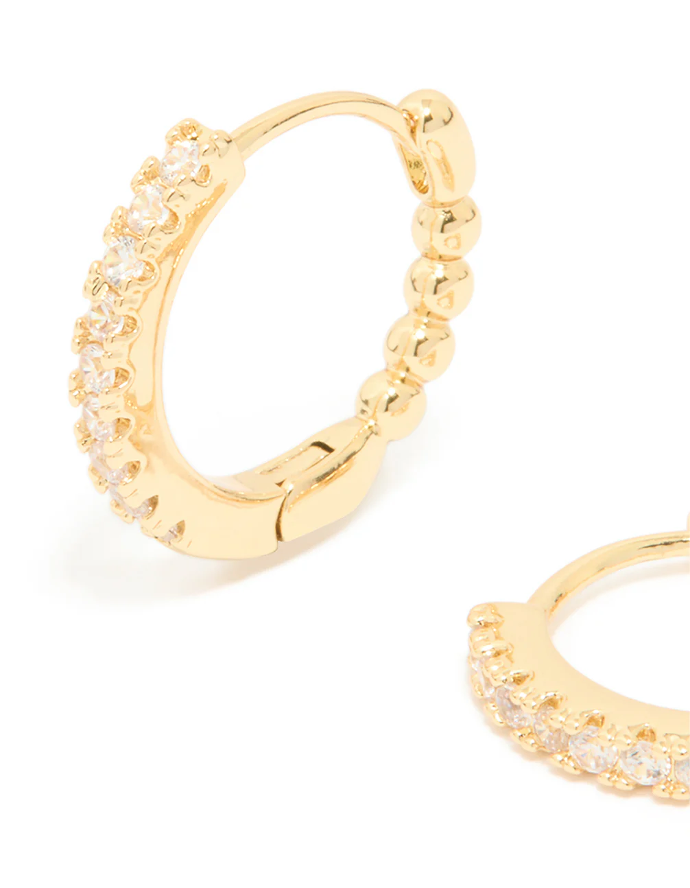 Gold Plated Cubic Zirconia Small Huggie Earrings - Image 4