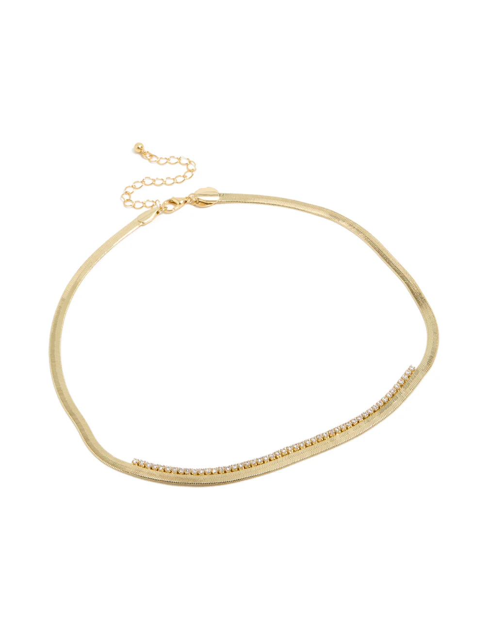 Gold Plated Cubic Zirconia & Snake Chain Necklace - Image 4
