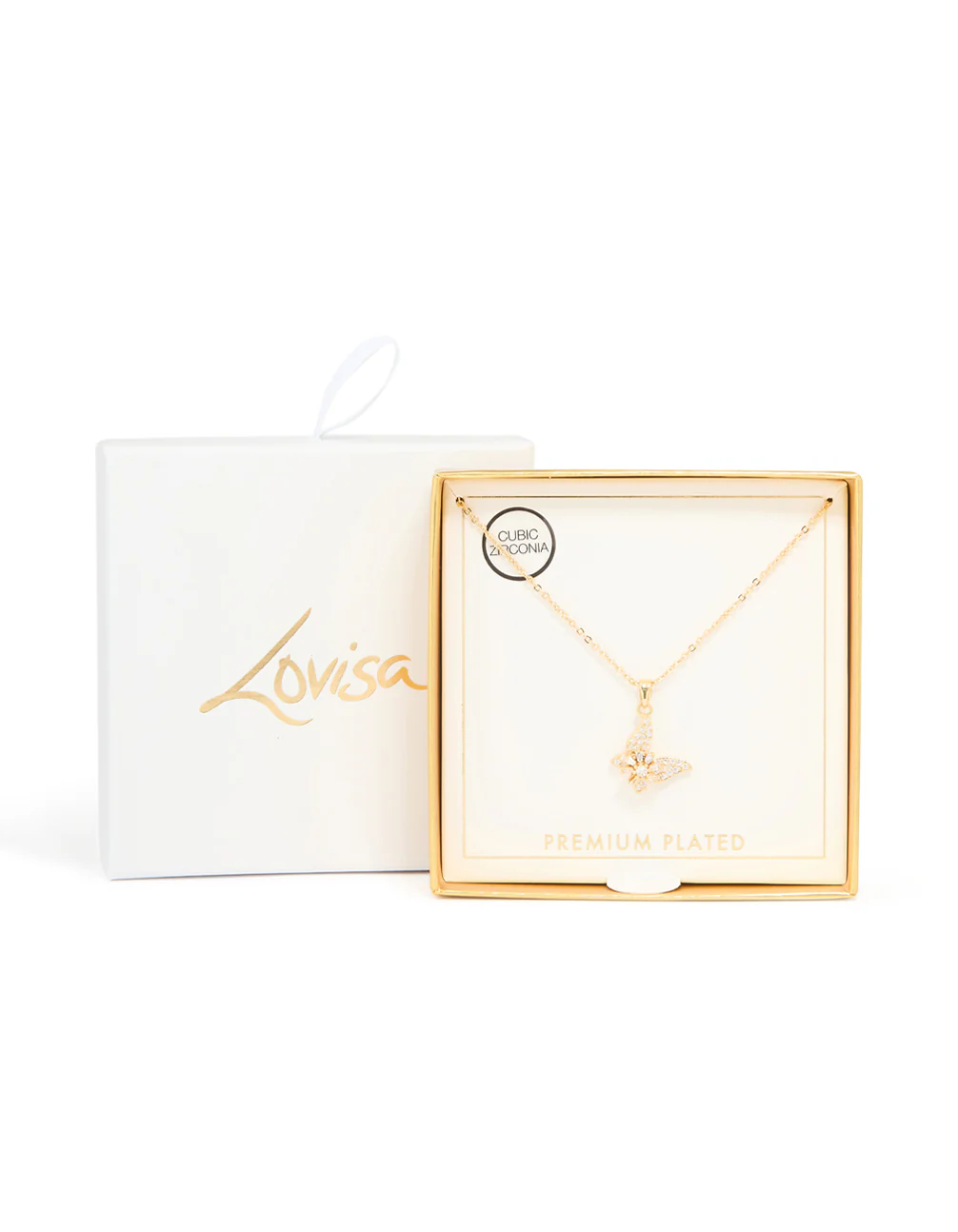 Gold Plated Cubic Zirconia Spinning Butterfly Necklace - Image 5