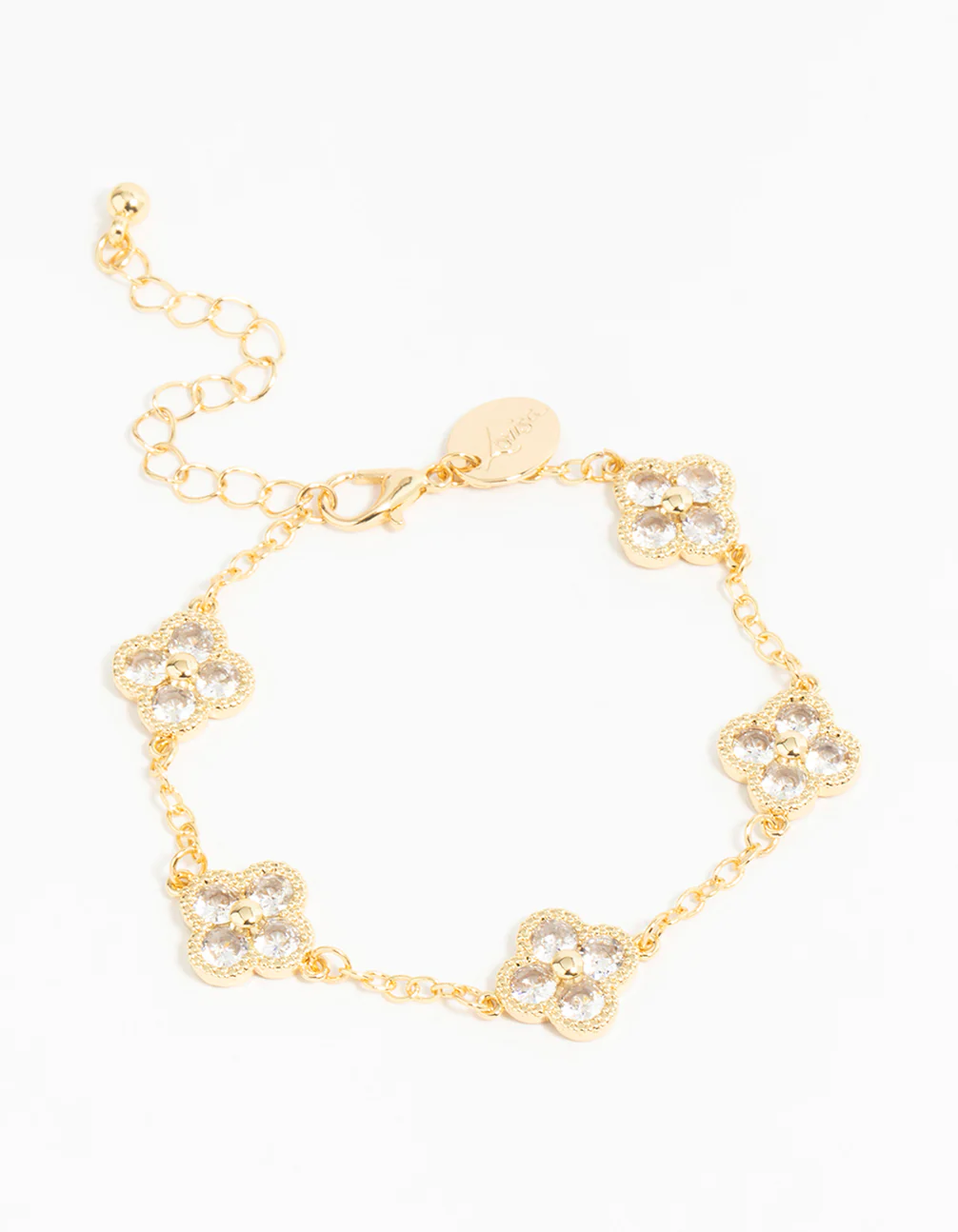 Gold Plated Cubic Zirconia Statement Flower Bracelet