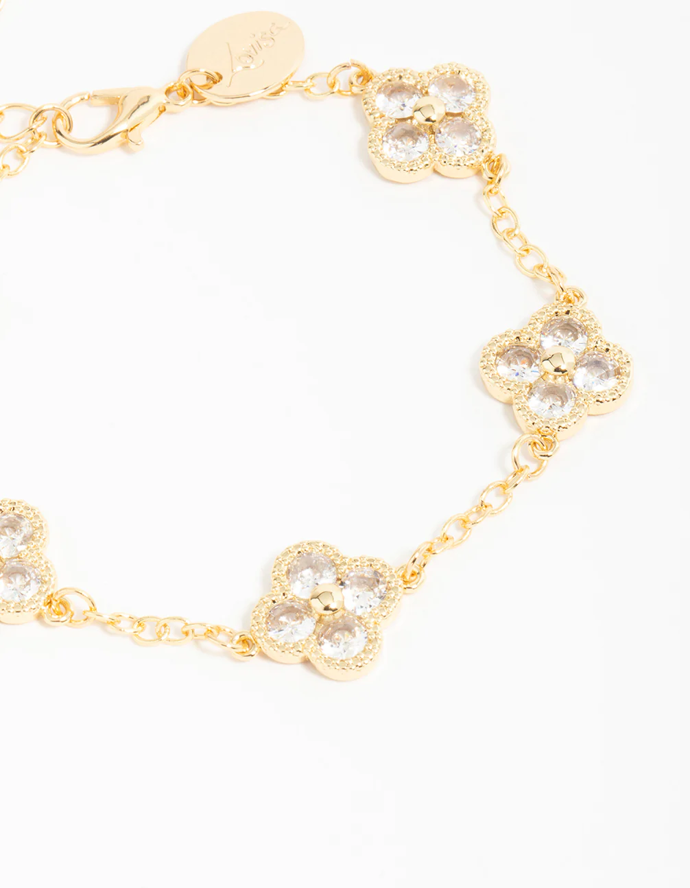 Gold Plated Cubic Zirconia Statement Flower Bracelet - Image 2