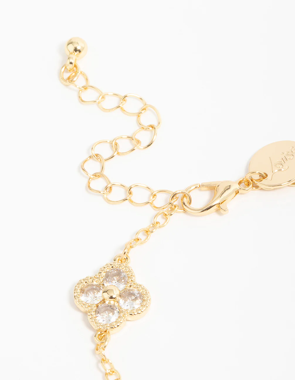 Gold Plated Cubic Zirconia Statement Flower Bracelet - Image 3