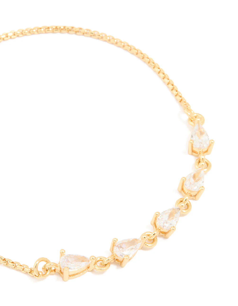 Gold Plated Cubic Zirconia Teardrop Toggle Bracelet - Image 4