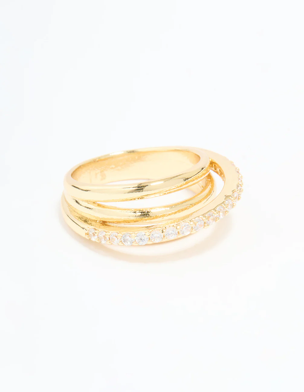 Gold Plated Cubic Zirconia Triple Layer Ring
